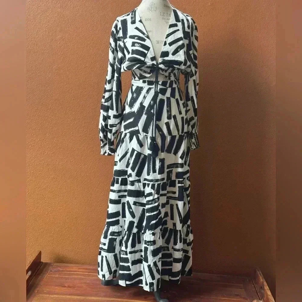 NWT House of Harlow 1960 Black/White Geometric Print Skirt & Top Set Size Large - Picture 3 of 10